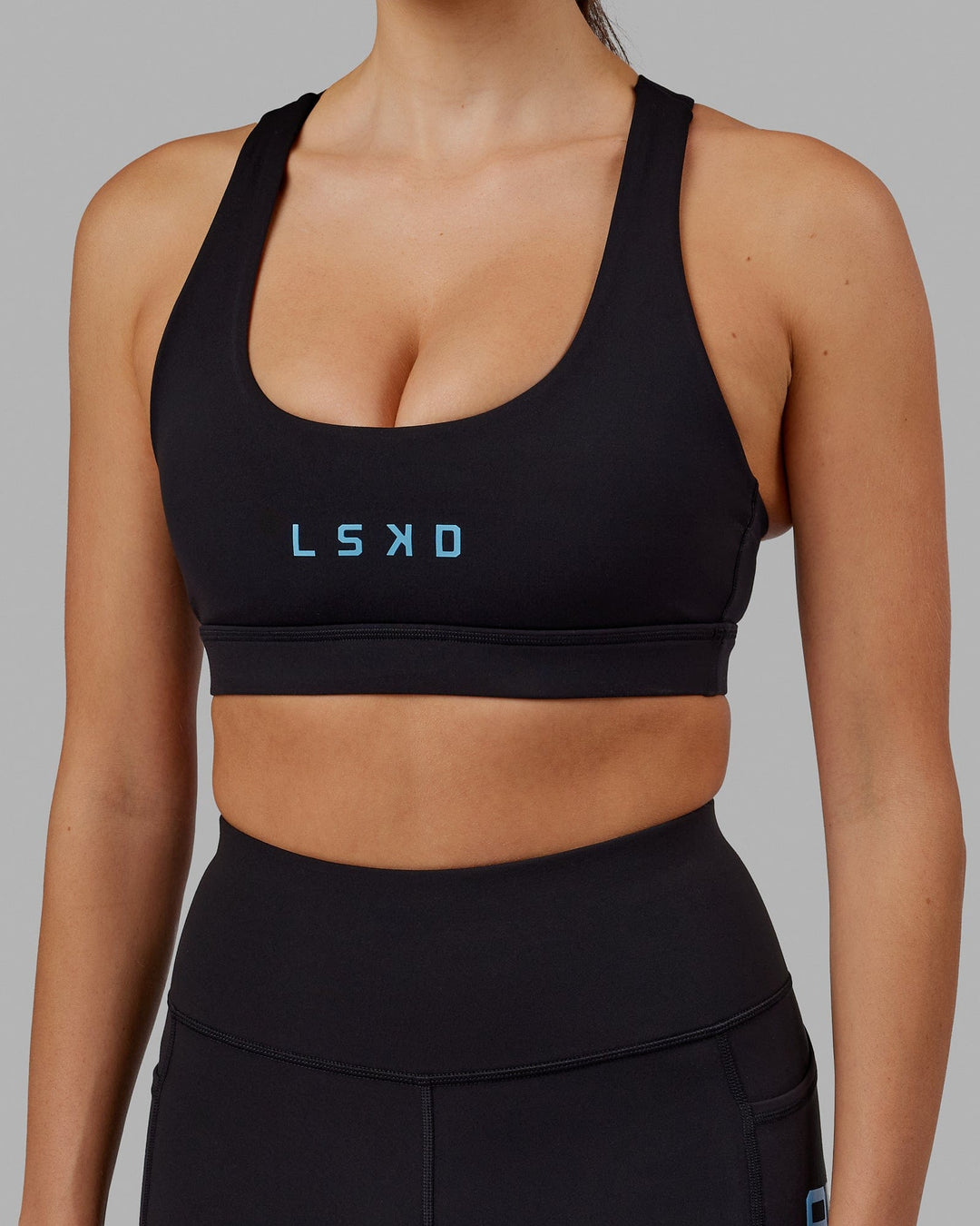 Rep Sports Bra Small Logo - Black-Azure Blue