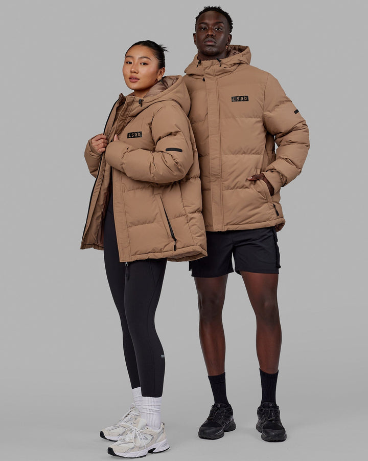 Duo wearing Roasted Puffer Jacket 23 - Raw Umber