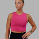 Woman wearing Run Tank - Magenta-White