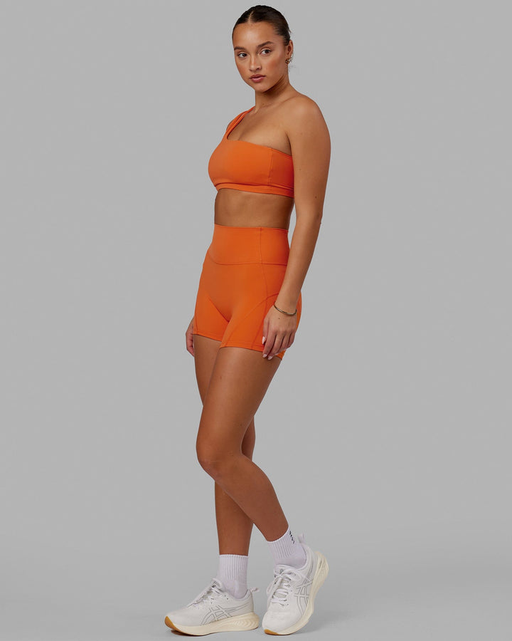 Woman wearing Set Up Sports Bra - Burnt Orange