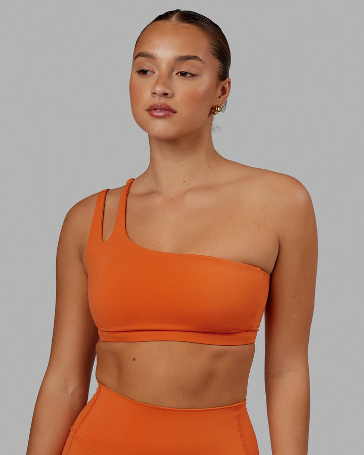 Woman wearing Set Up Sports Bra - Burnt Orange