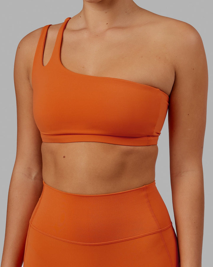 Woman wearing Set Up Sports Bra - Burnt Orange
