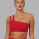Woman wearing Set Up Sports Bra - Scarlet