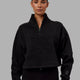 Woman wearing Slam 1/4 Zip Sweater - Black-Black