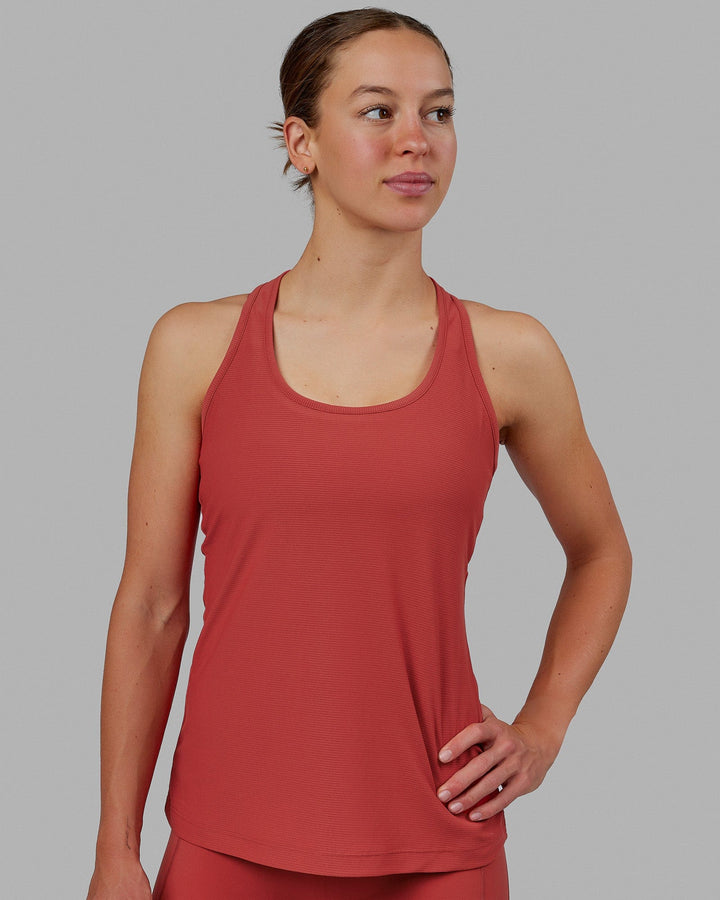 Woman wearing Sprint Tank - Cardinal