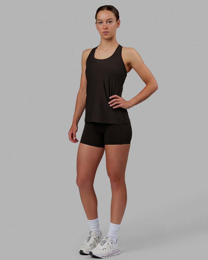 Woman wearing Sprint Tank - Dark Walnut