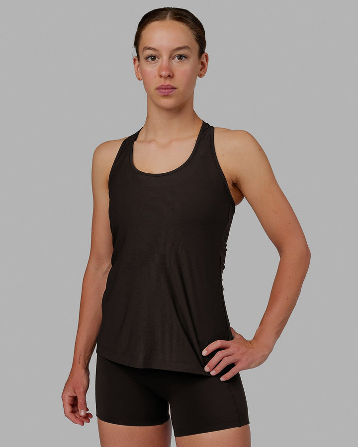 Woman wearing Sprint Tank - Dark Walnut