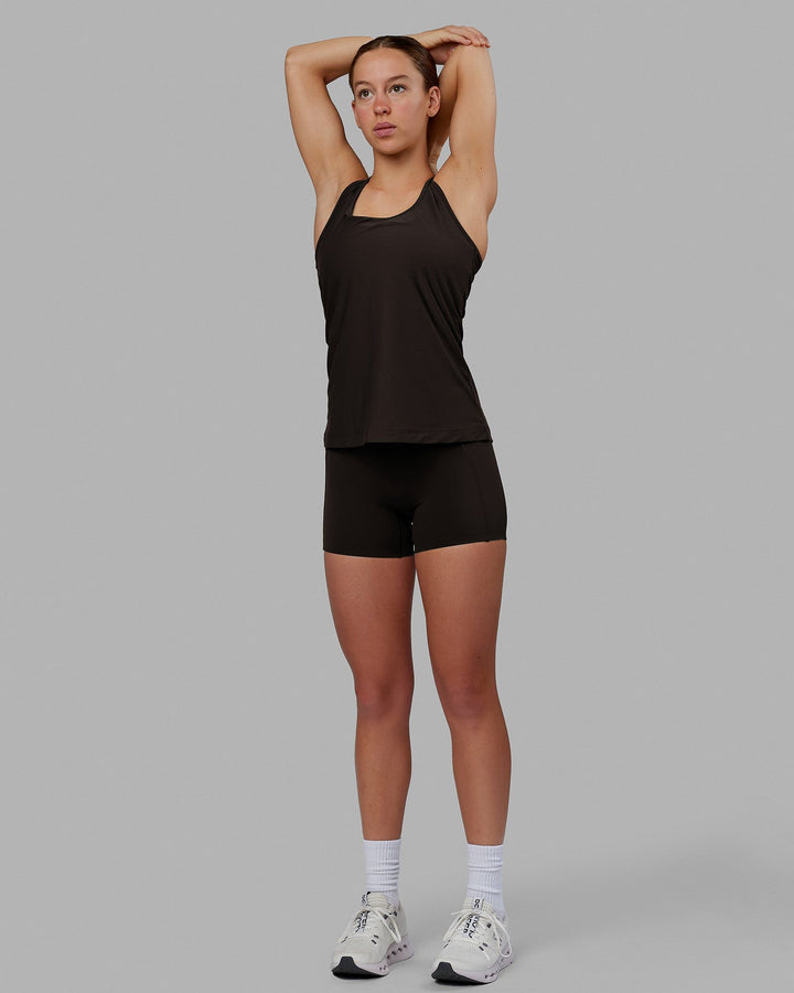Woman wearing Sprint Tank - Dark Walnut