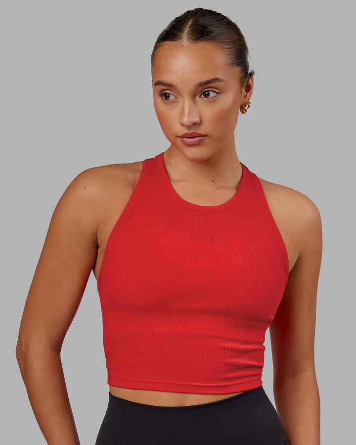 Woman wearing Squad Ribbed Tank - Infared