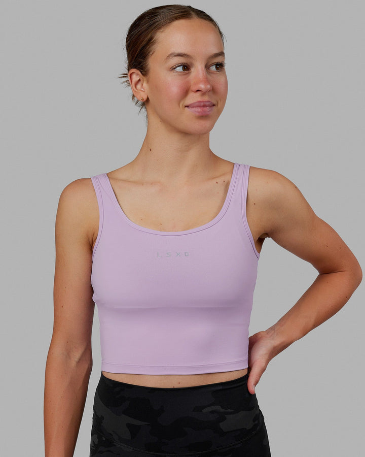 Woman wearing Staple Active Cropped Tank - Pale Lilac