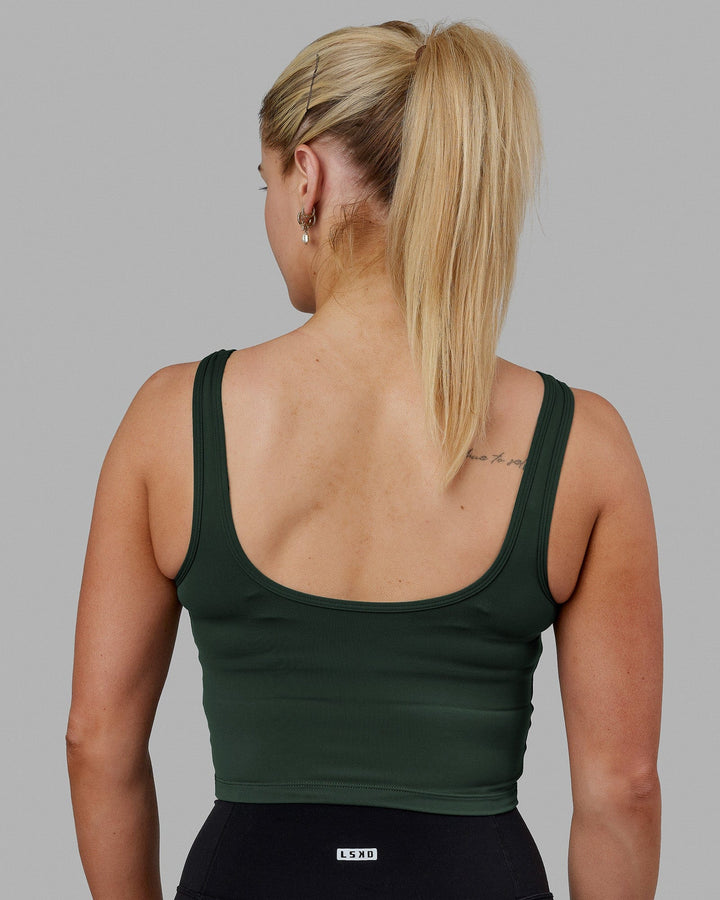 Woman wearing Staple Active Cropped Tank - Vital Green