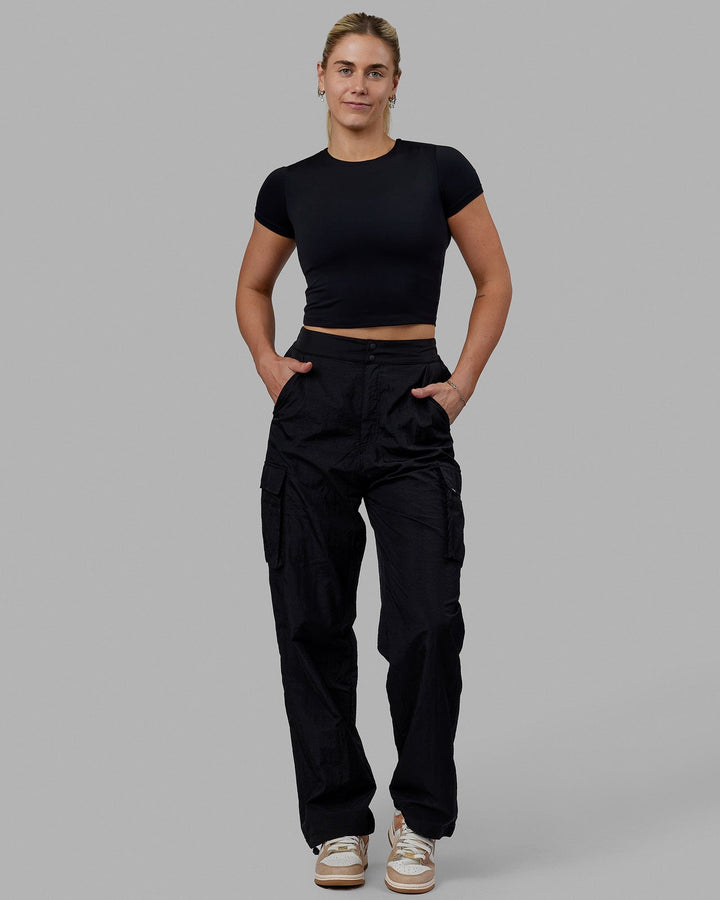 Woman wearing Staple Cropped Tee - Black