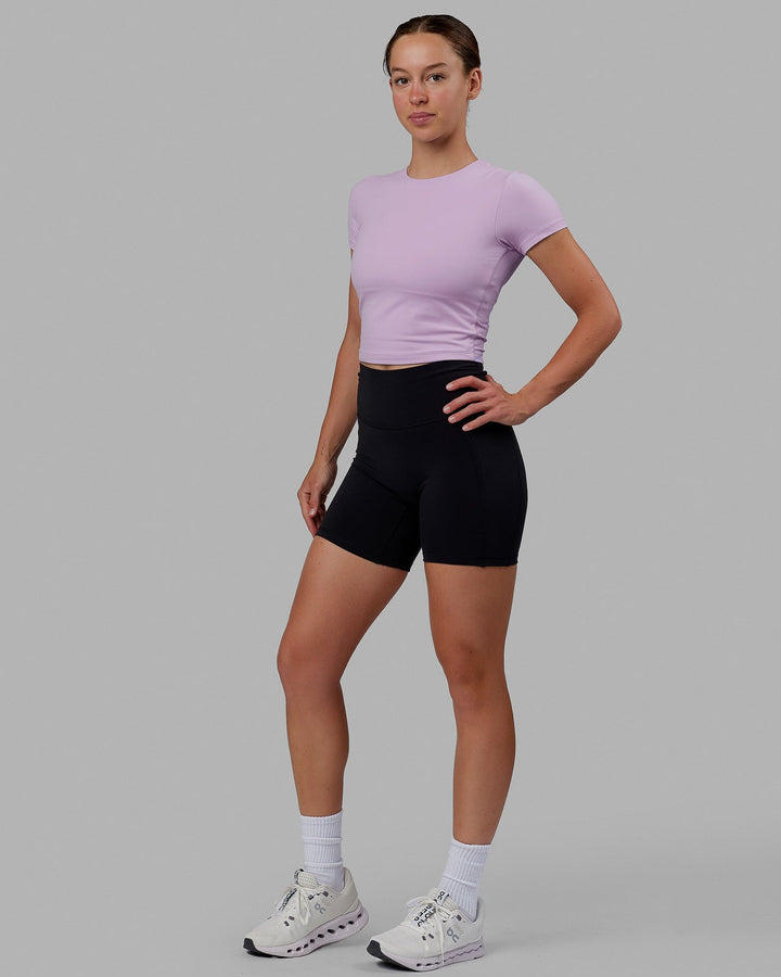 Woman wearing Staple Cropped Tee - Pale Lilac