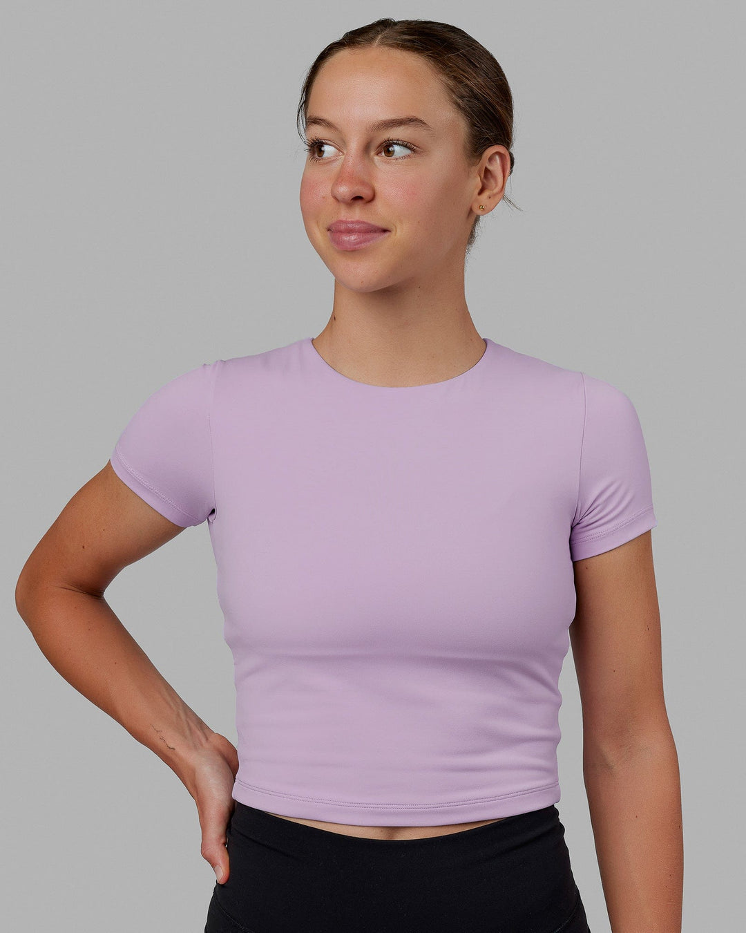 Woman wearing Staple Cropped Tee - Pale Lilac