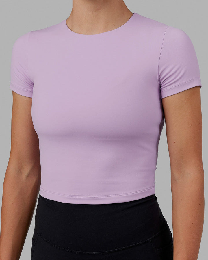 Woman wearing Staple Cropped Tee - Pale Lilac