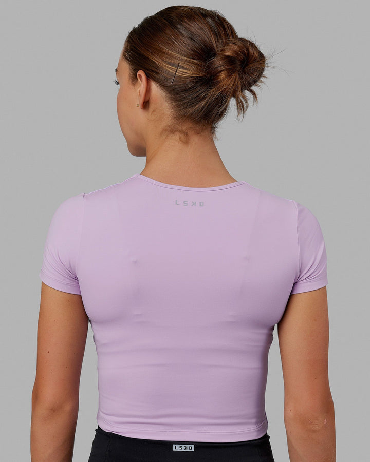 Woman wearing Staple Cropped Tee - Pale Lilac