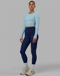 Woman wearing Staple LS Cropped Tee - Glacial Blue