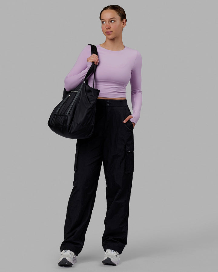 Woman wearing Staple LS Cropped Tee - Pale Lilac