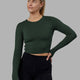 Woman wearing Staple LS Cropped Tee - Vital Green