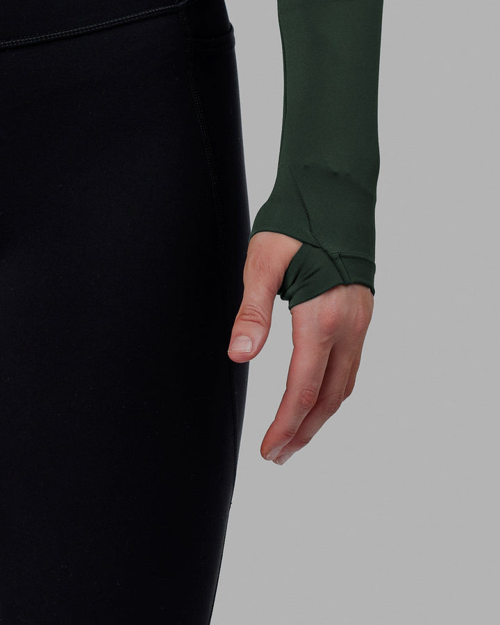 Woman wearing Staple LS Cropped Tee - Vital Green