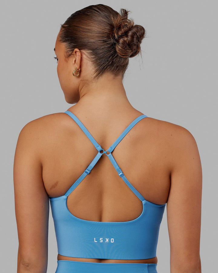 Woman wearing Streamline Bra - Azure Blue