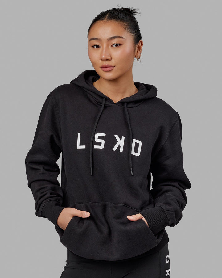 Woman wearing Structure Hoodie - Black-White