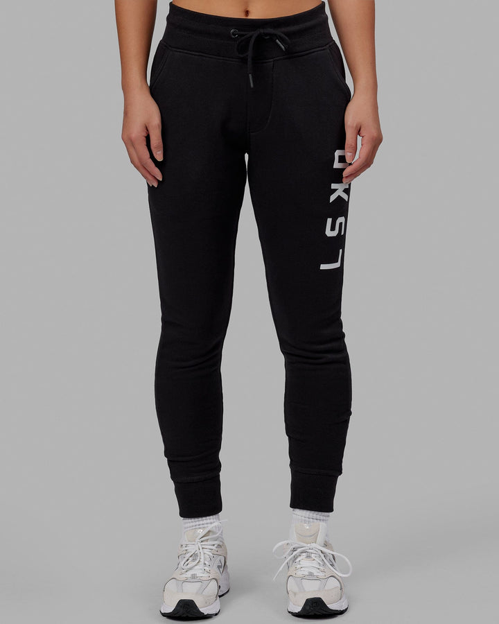 Woman wearing Unisex Structure Track Pant - Black-White