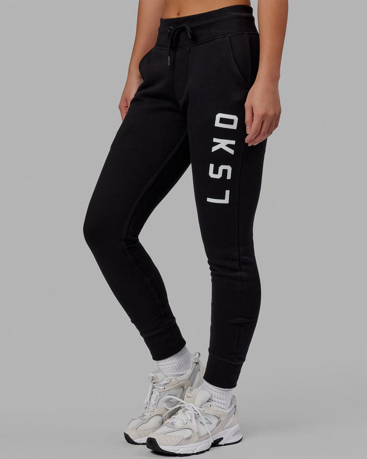 Woman wearing Unisex Structure Track Pant - Black-White
