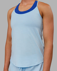 Woman wearing Swift Active Tank - Glacial Blue