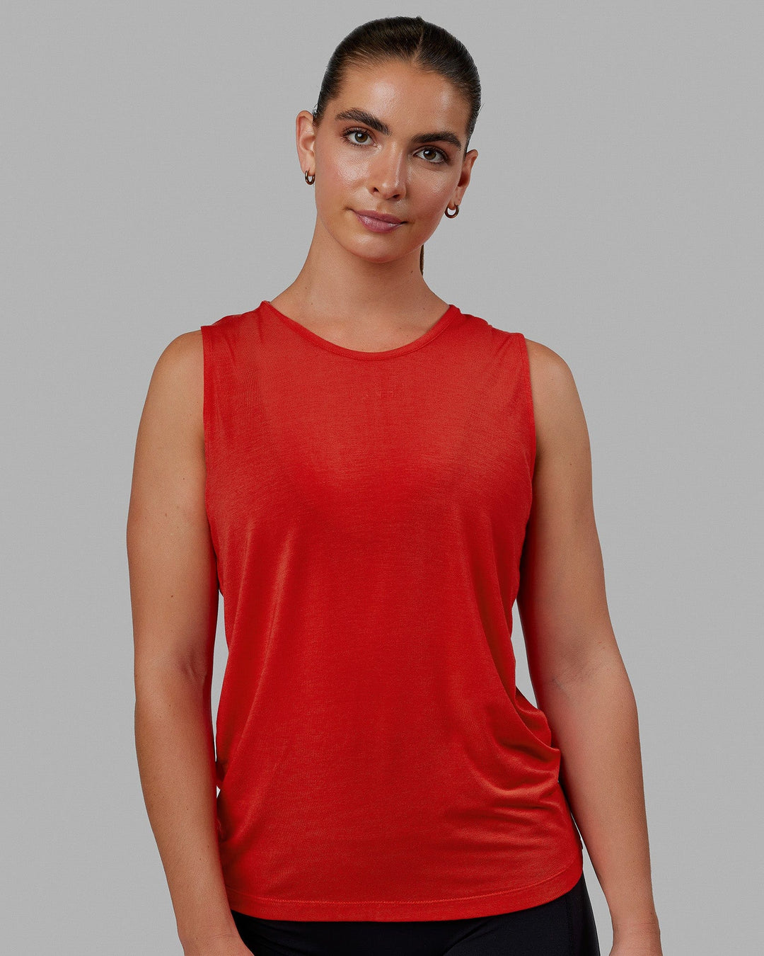 Woman wearing Swivel Open Back Tank - Infrared