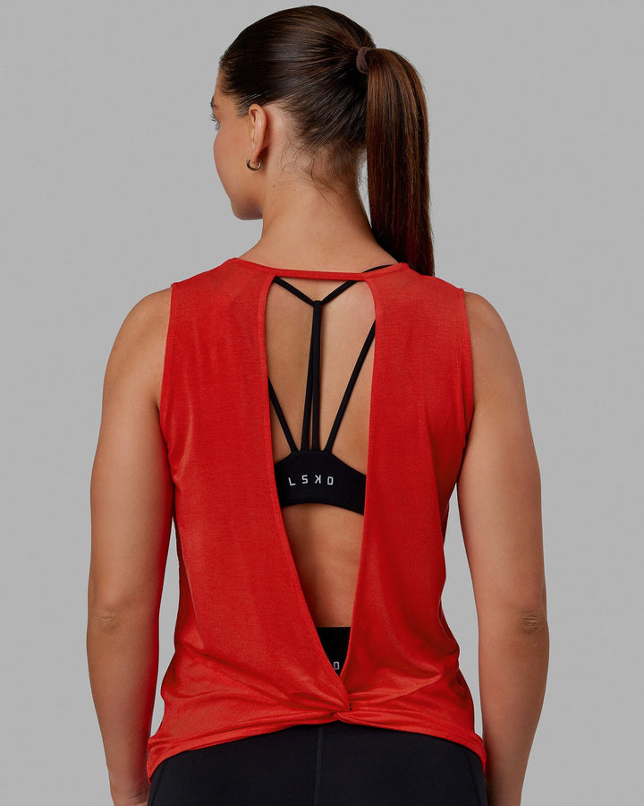 Woman wearing Swivel Open Back Tank - Infrared