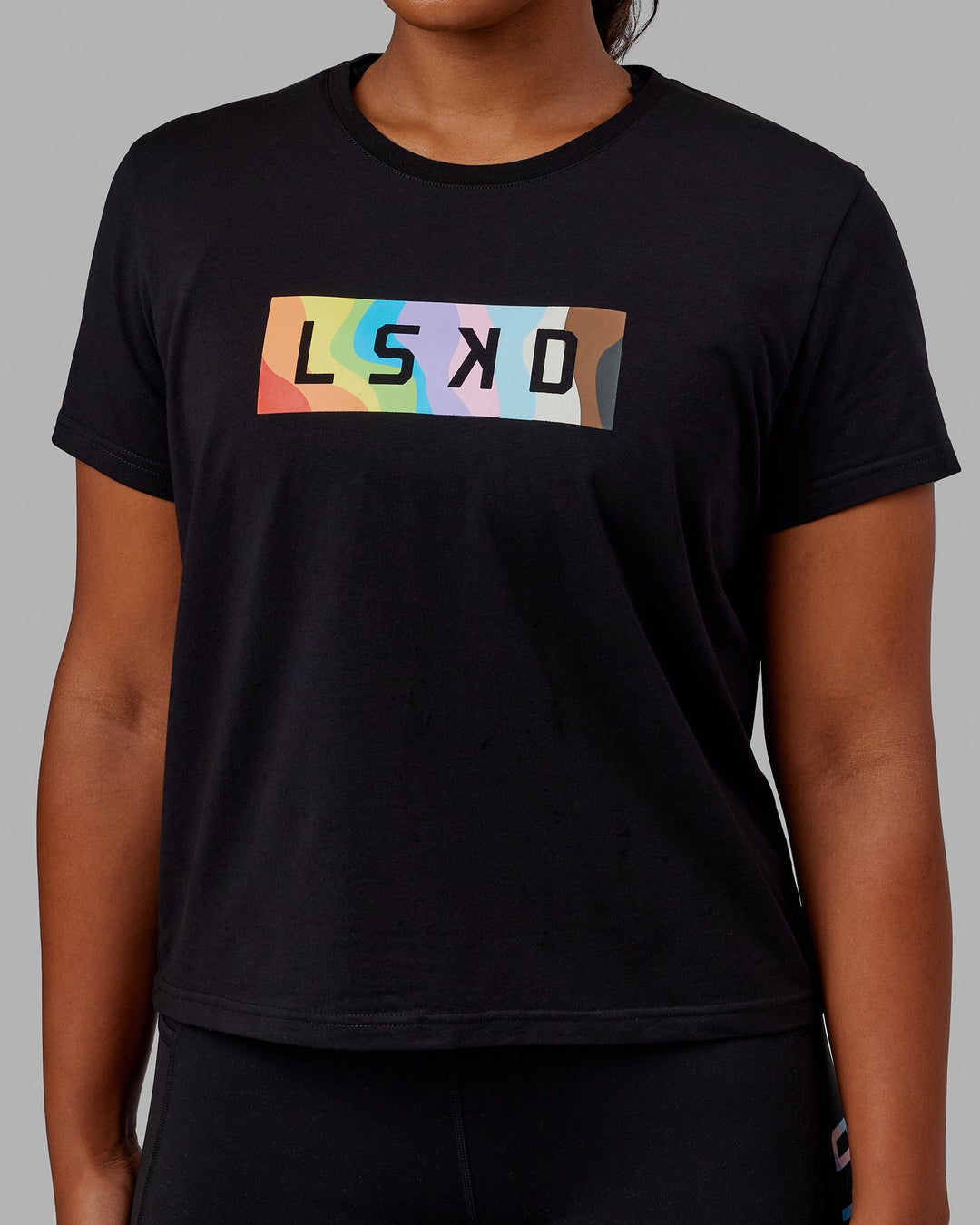 Woman wearing Together Tee - Pride-Black