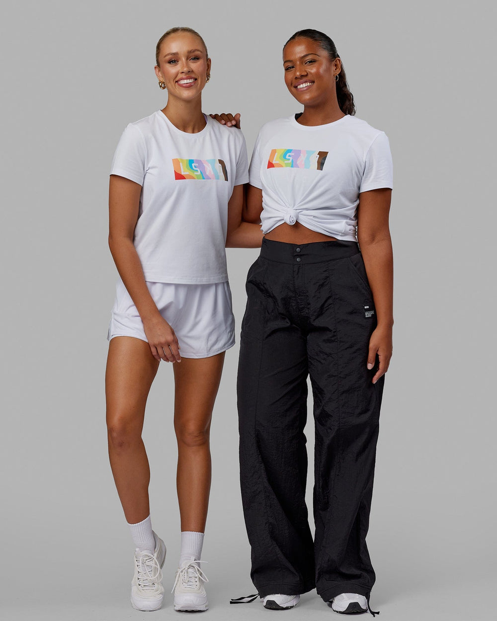 Woman wearing Together Tee - Pride-White