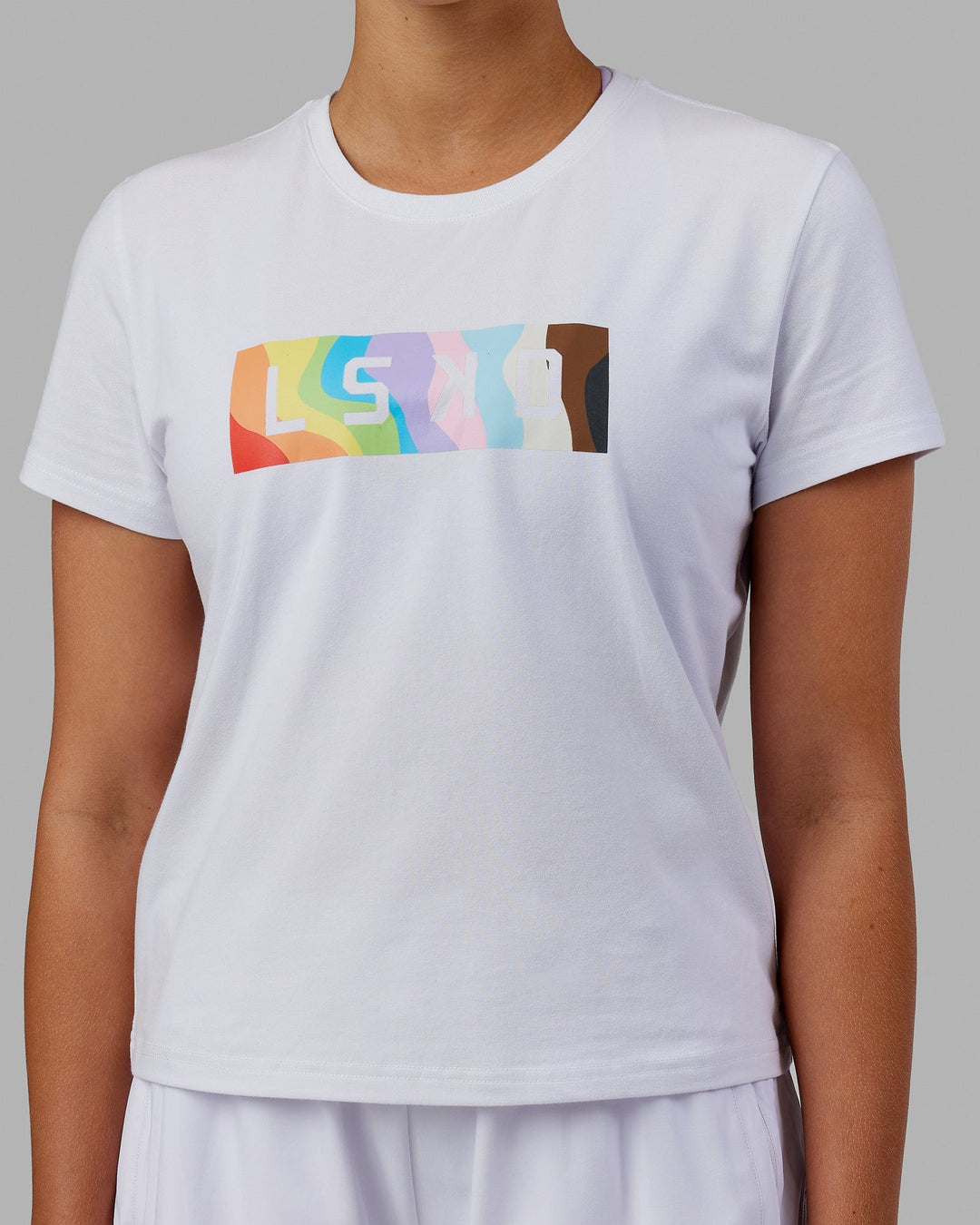 Woman wearing Together Tee - Pride-White