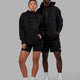 Duo wearing Unisex Trek Hoodie Oversize - Black