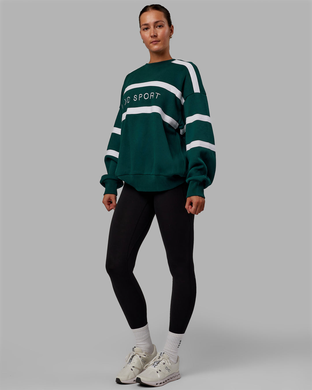 Collateral Sweater Oversize - Dark Moss-White