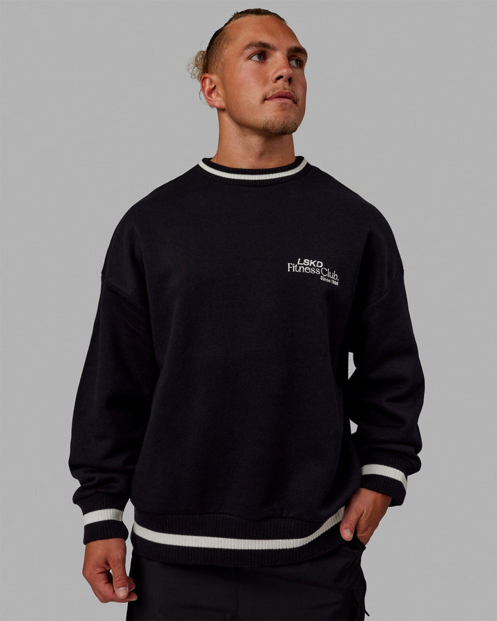 Man wearing Unisex Fitness Club Sweater Oversize - Black-Off White