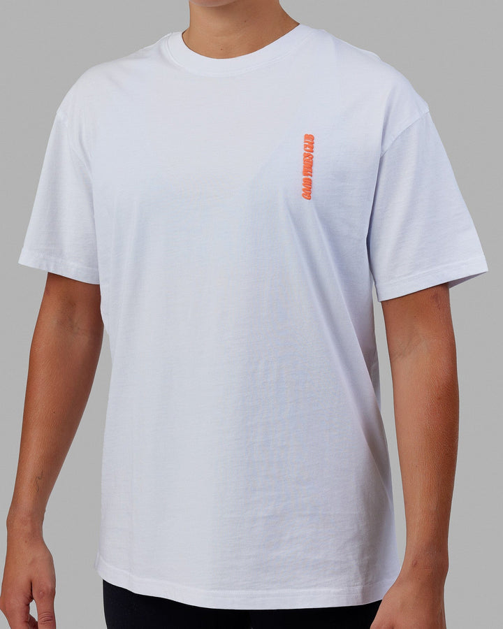 Woman wearing Unisex Good Times Global Heavyweight Tee Oversize - White-Red-Purple