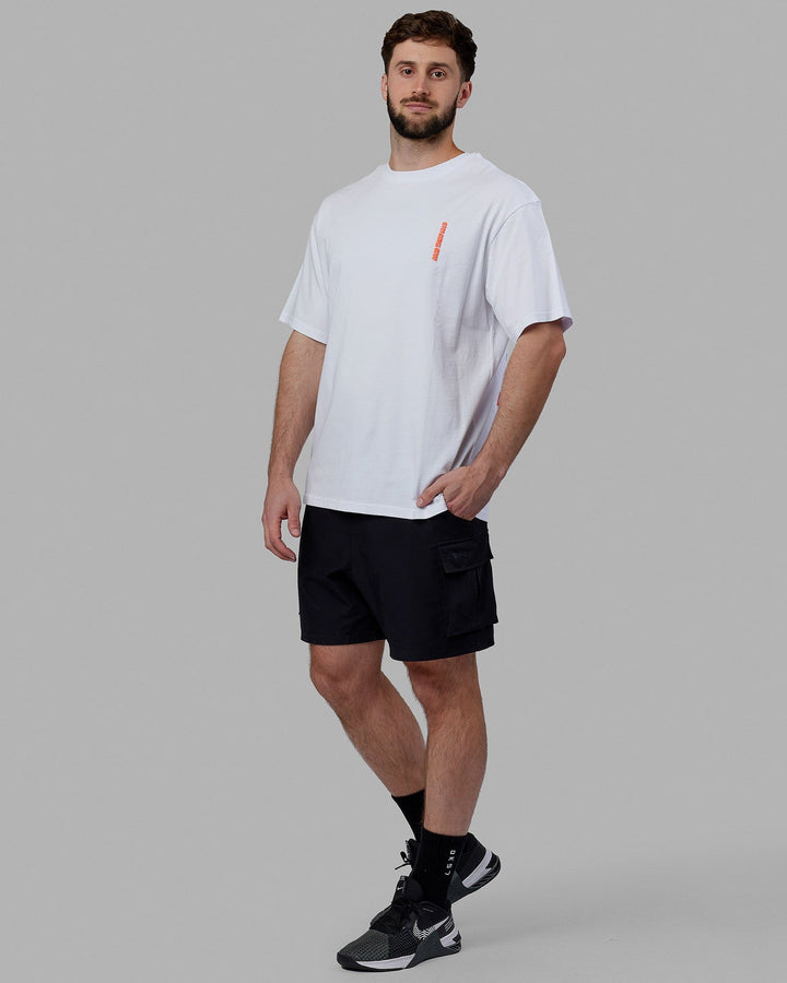 Man wearing Unisex Good Times Global Heavyweight Tee Oversize - White-Red-Purple