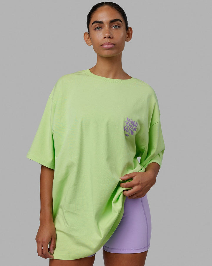 Unisex Good Times Heavyweight Tee Oversize - Paradise Green-Pale Lilac