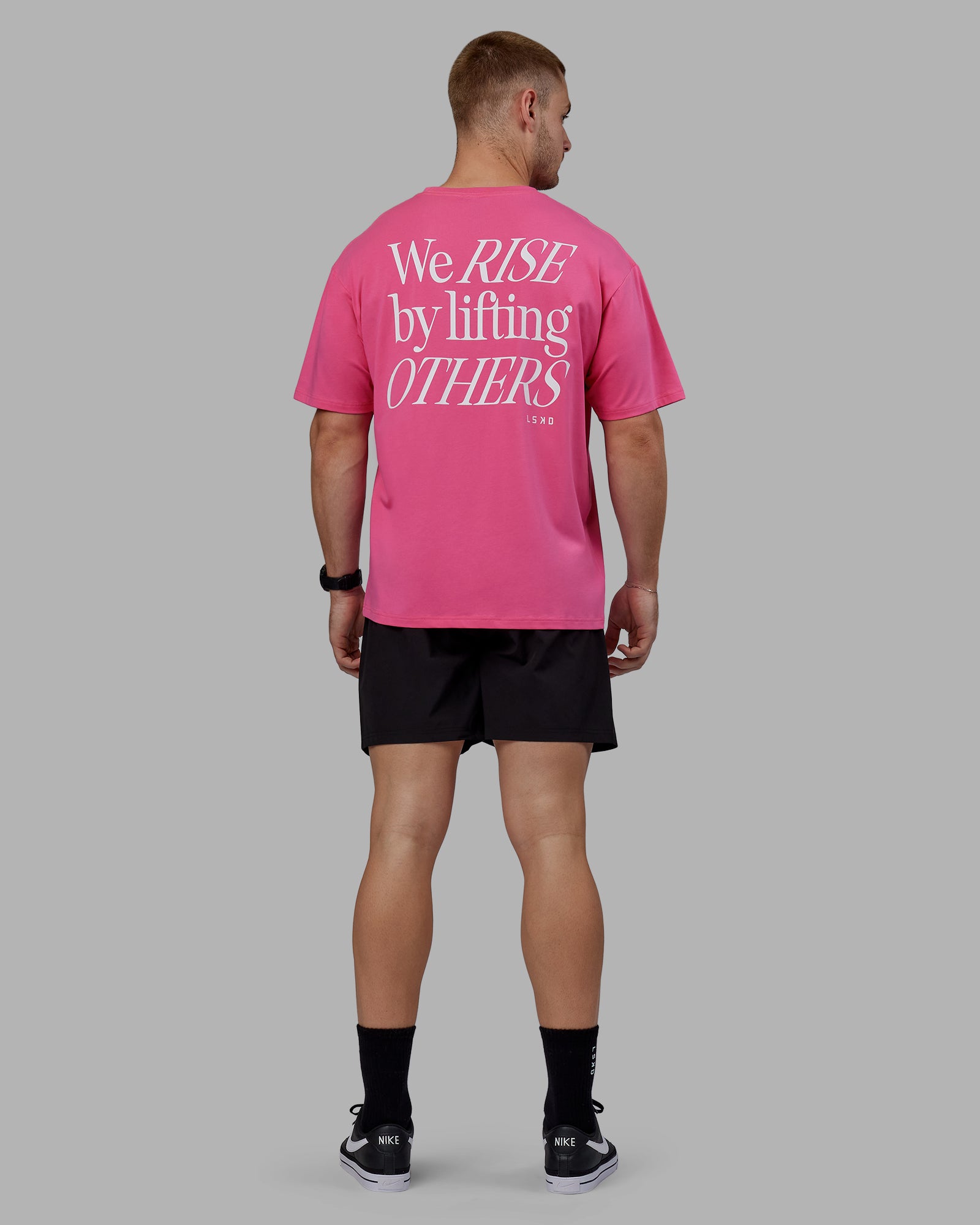 激安先着 Unisex Lift-Up FLXCotton Tee Oversize - Carmine Rose-White ミュージシャン