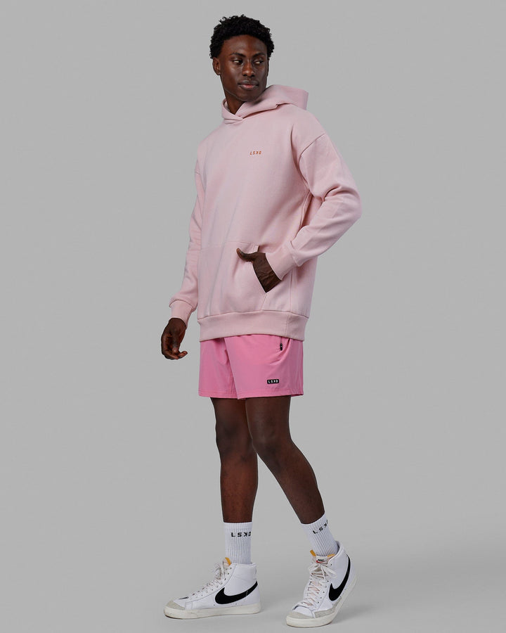 Man wearing Unisex Lift-Up Hoodie Oversize - Marshmallow