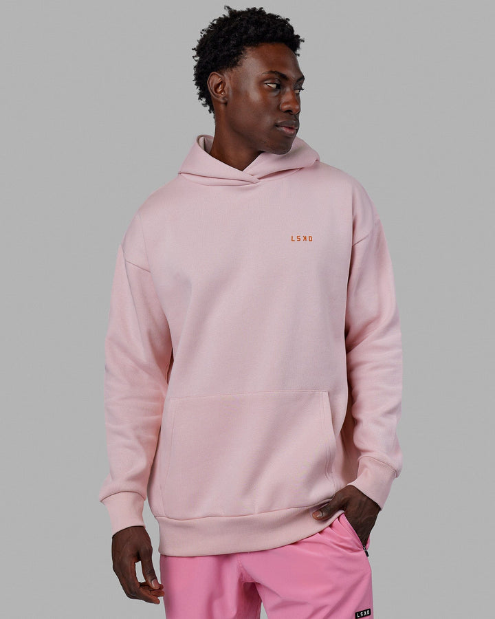 Man wearing Unisex Lift-Up Hoodie Oversize - Marshmallow