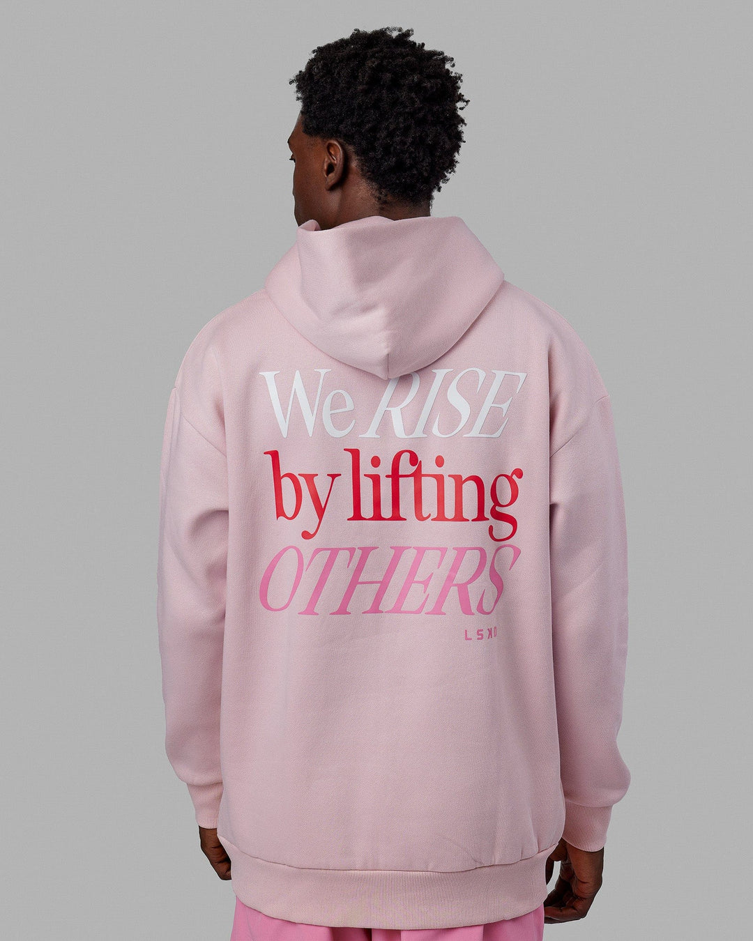 Man wearing Unisex Lift-Up Hoodie Oversize - Marshmallow
