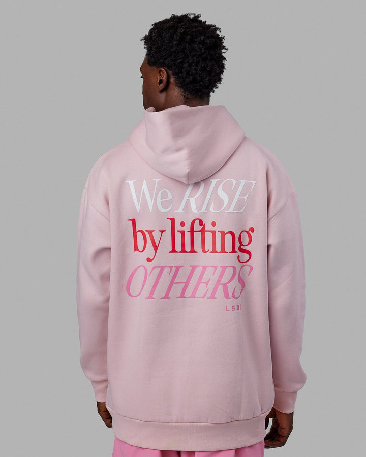 Man wearing Unisex Lift-Up Hoodie Oversize - Marshmallow