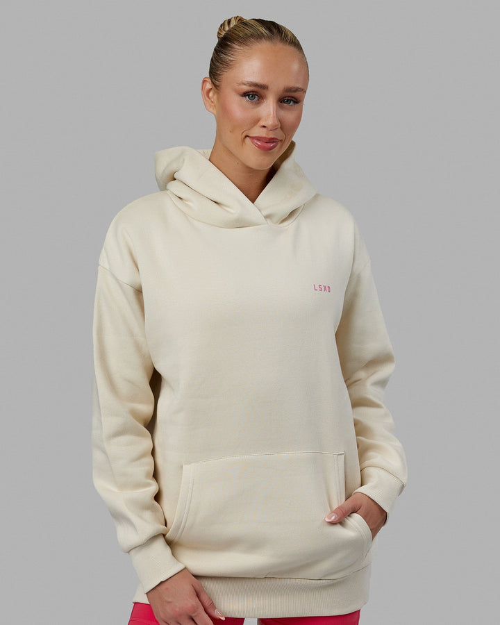 Woman wearing Unisex Lift-Up Hoodie Oversize - Warm White
