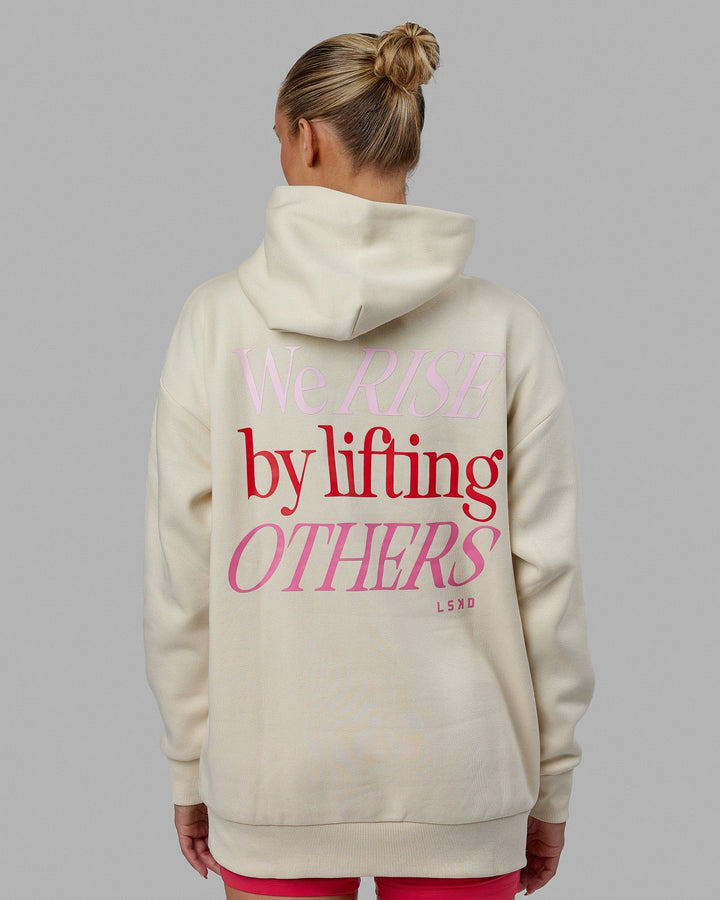 Woman wearing Unisex Lift-Up Hoodie Oversize - Warm White