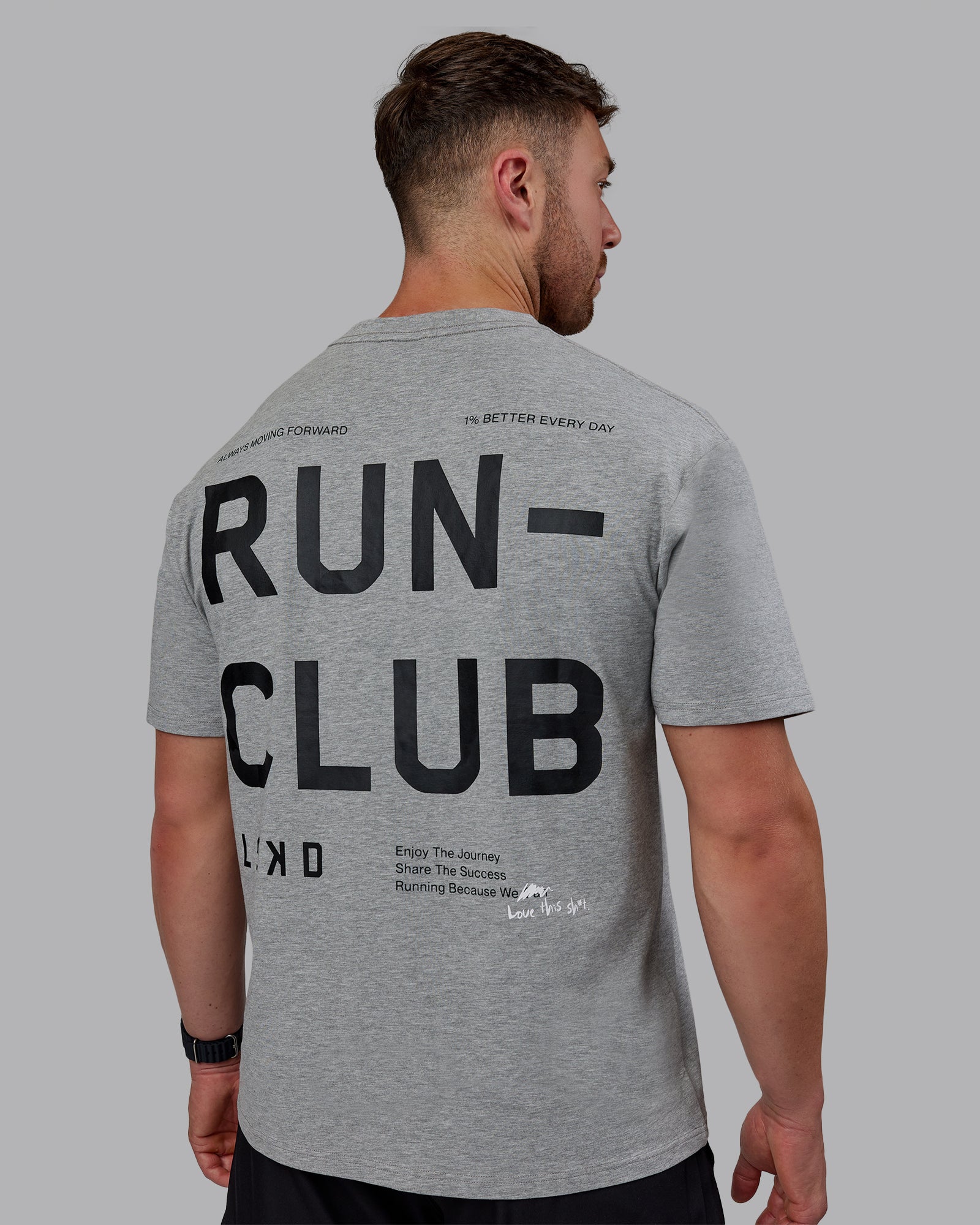 Unisex Love The Run FLXCotton Tee Oversize - Lt Grey Marl