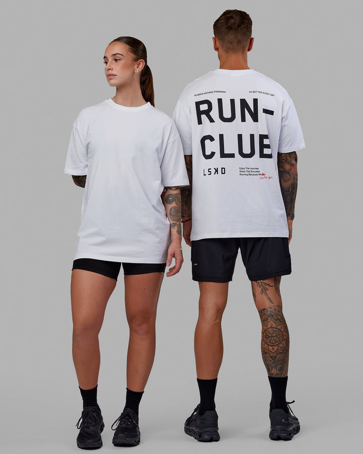 Duo wearing Unisex Love The Run FLXCotton Tee Oversize - White-Black