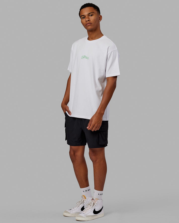 Man wearing Unisex Mad Happy Heavyweight Tee Oversize - White